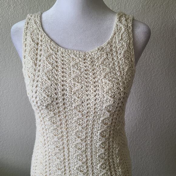 Anthropologie Women's Cable Knit Festival Dress Size Small Boho Wool Blend Ivory - Picture 2 of 12
